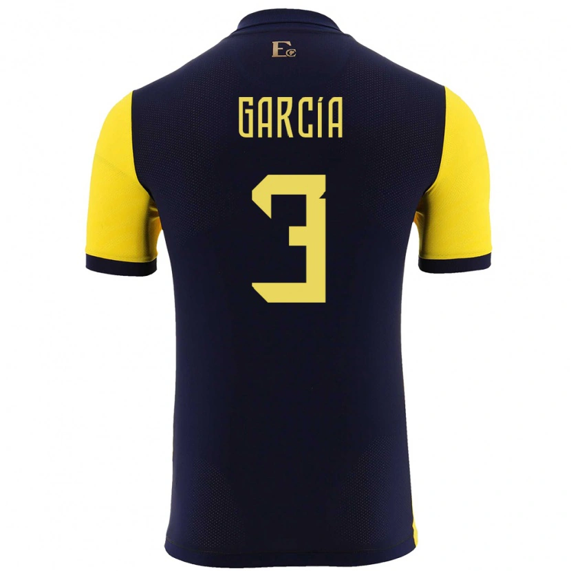 Danxen Bambino Maglia Ecuador Christian García #3 Giallo Kit Gara Home 24-26 Maglietta