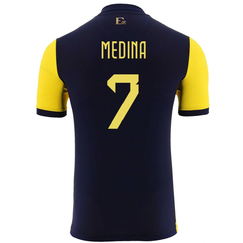 Danxen Bambino Maglia Ecuador Yaimar Medina #7 Giallo Kit Gara Home 24-26 Maglietta