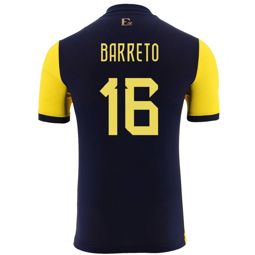 Danxen Bambino Maglia Ecuador Andry Barreto #16 Giallo Kit Gara Home 24-26 Maglietta