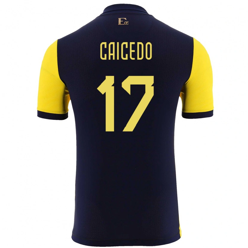 Danxen Bambino Maglia Ecuador Yorkaeff Caicedo #17 Giallo Kit Gara Home 24-26 Maglietta
