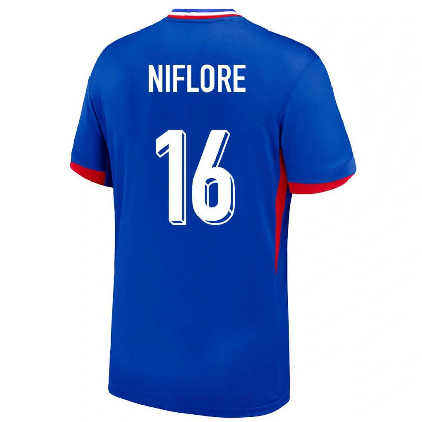 Danxen Bambino Maglia Francia Mathys Niflore #16 Blu Kit Gara Home 24-26 Maglietta