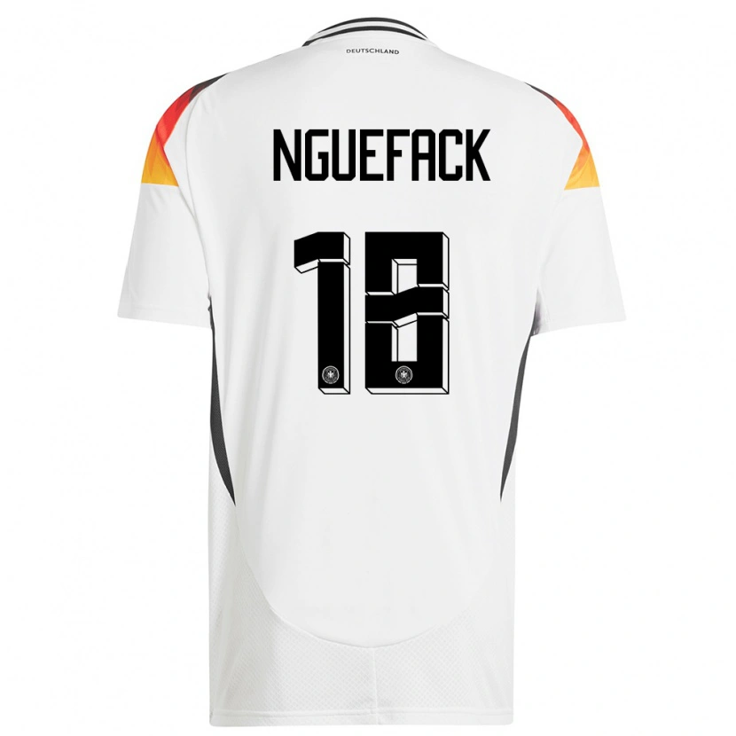 Danxen Bambino Maglia Germania Mathieu Nguefack #18 Bianco Kit Gara Home 24-26 Maglietta