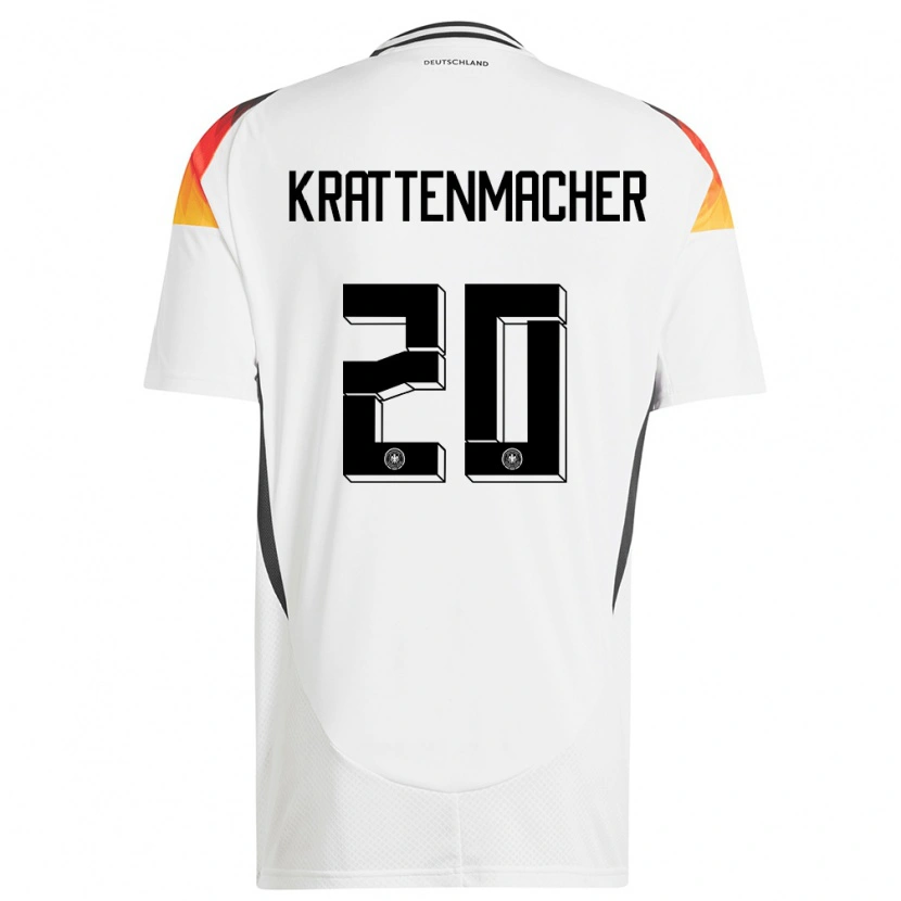 Danxen Bambino Maglia Germania Maurice Krattenmacher #20 Bianco Kit Gara Home 24-26 Maglietta