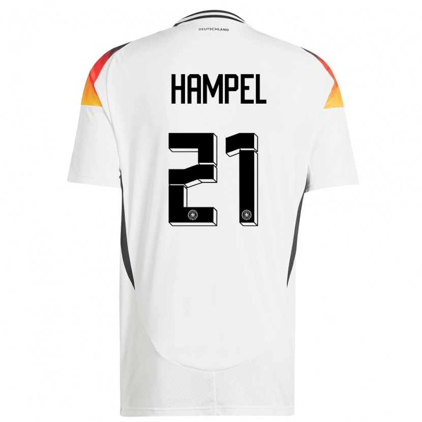 Danxen Bambino Maglia Germania Luca Hampel #21 Bianco Kit Gara Home 24-26 Maglietta
