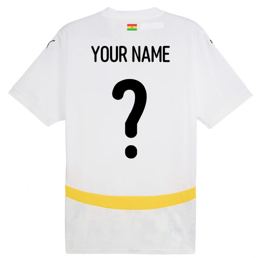 Danxen Bambino Maglia Ghana Il Tuo Nome #0 Bianco Kit Gara Home 24-26 Maglietta