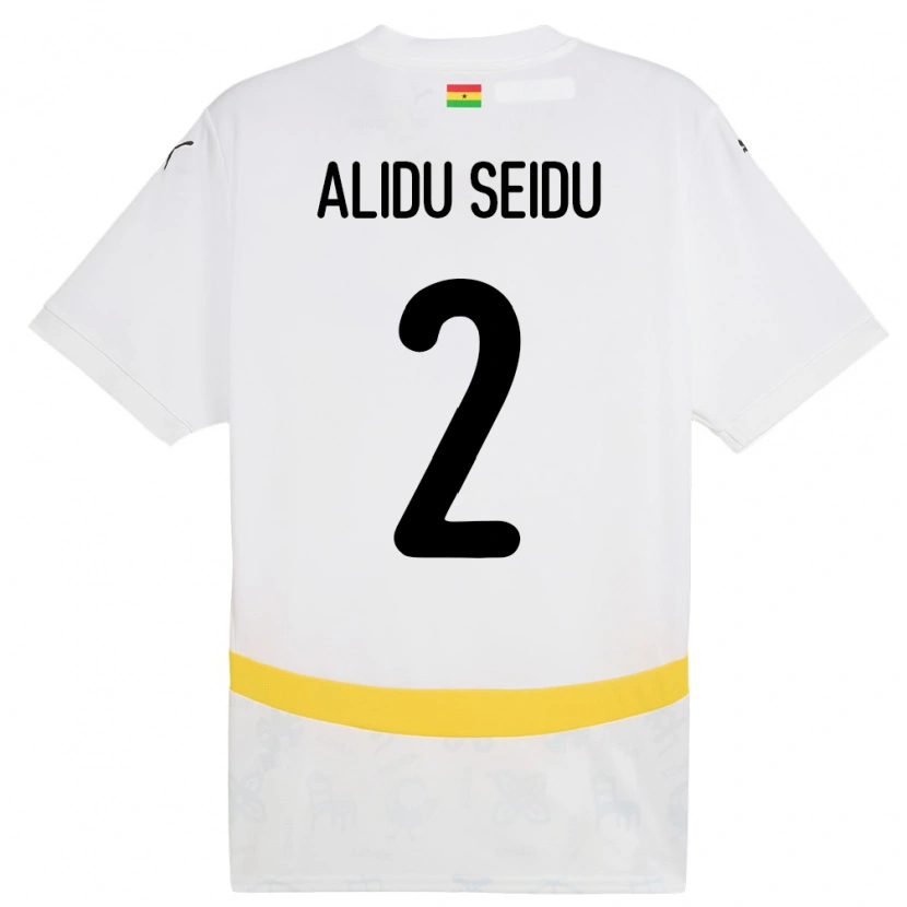 Danxen Bambino Maglia Ghana Alidu Seidu #2 Bianco Kit Gara Home 24-26 Maglietta
