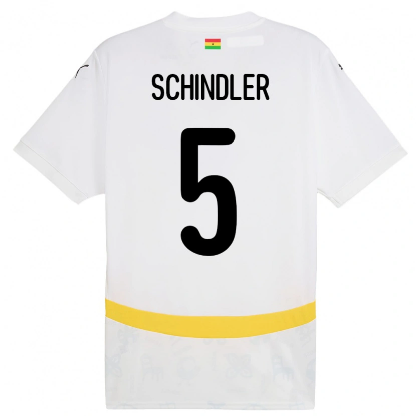 Danxen Bambino Maglia Ghana Kingsley Schindler #5 Bianco Kit Gara Home 24-26 Maglietta