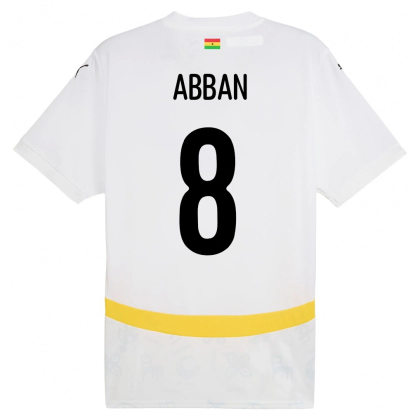 Danxen Bambino Maglia Ghana Ebenezer Abban #8 Bianco Kit Gara Home 24-26 Maglietta