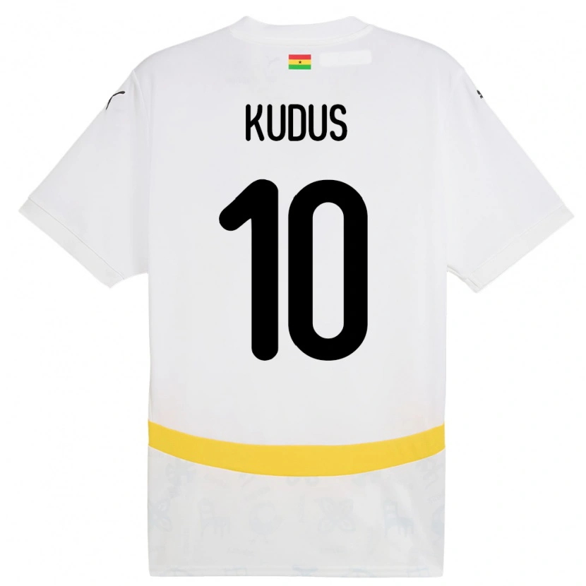 Danxen Bambino Maglia Ghana Mohammed Kudus #10 Bianco Kit Gara Home 24-26 Maglietta