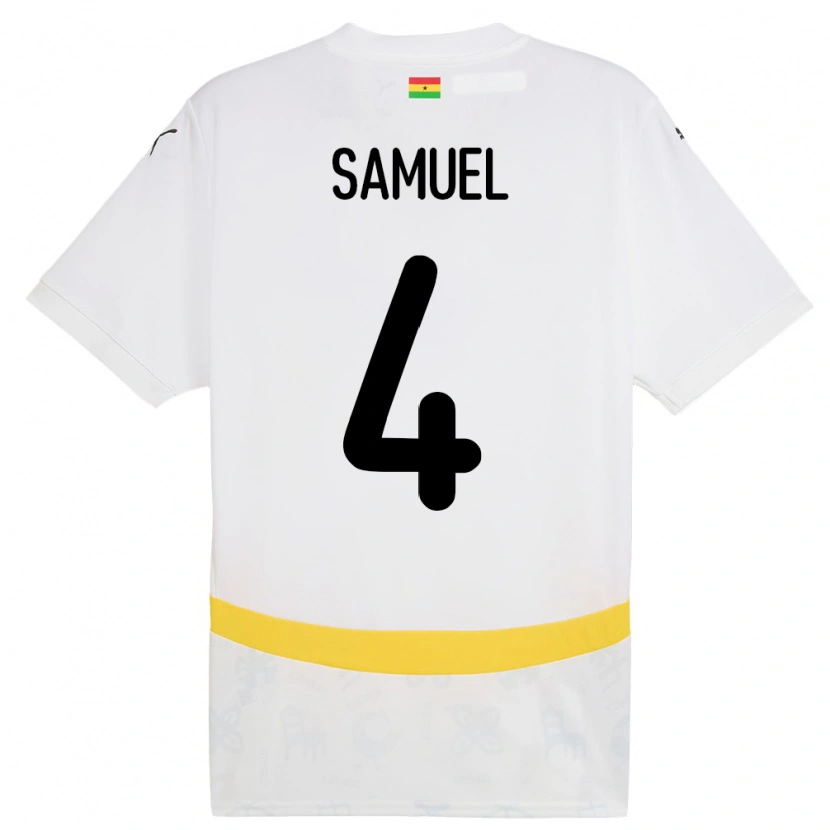 Danxen Bambino Maglia Ghana Samuel Abbey-Ashie Quaye #4 Bianco Kit Gara Home 24-26 Maglietta