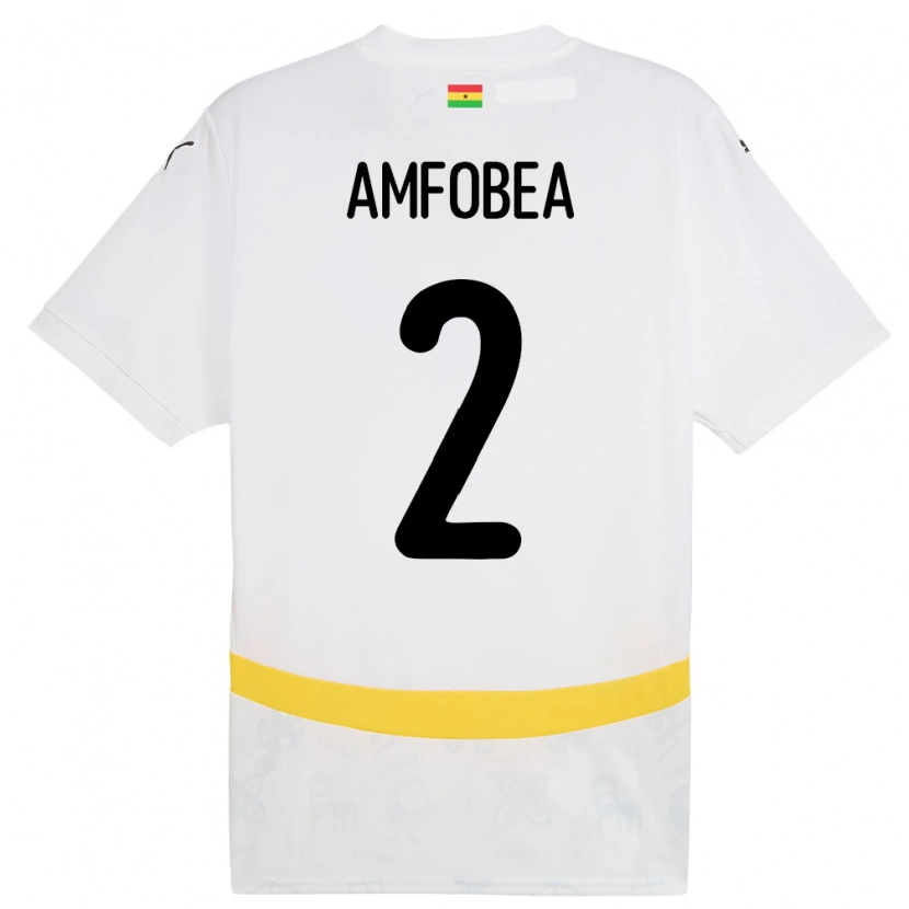 Danxen Bambino Maglia Ghana Gladys Amfobea #2 Bianco Kit Gara Home 24-26 Maglietta