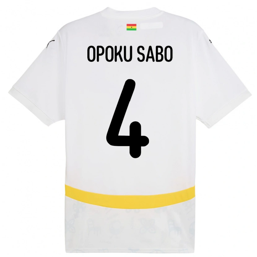 Danxen Bambino Maglia Ghana Alex Opoku Sabo #4 Bianco Kit Gara Home 24-26 Maglietta