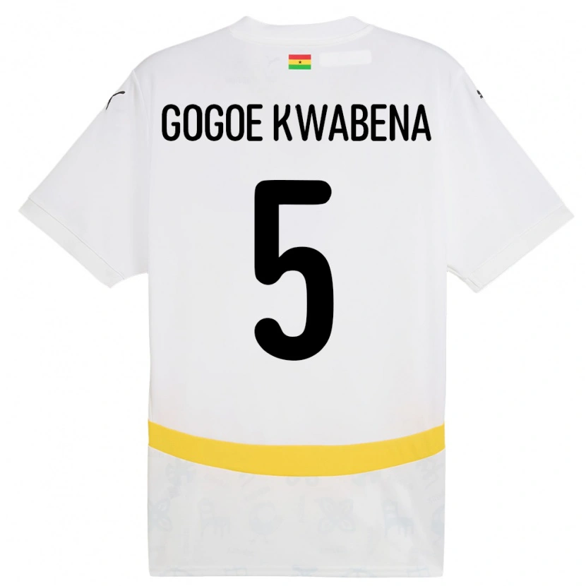 Danxen Bambino Maglia Ghana Boahen Gogoe Kwabena #5 Bianco Kit Gara Home 24-26 Maglietta