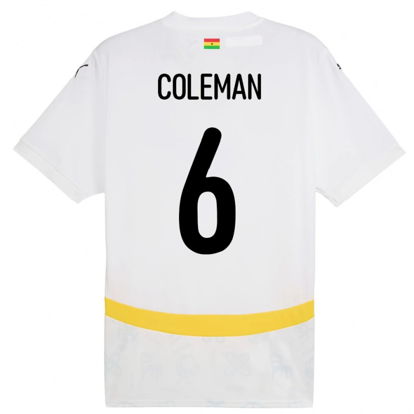 Danxen Bambino Maglia Ghana Ellen Coleman #6 Bianco Kit Gara Home 24-26 Maglietta