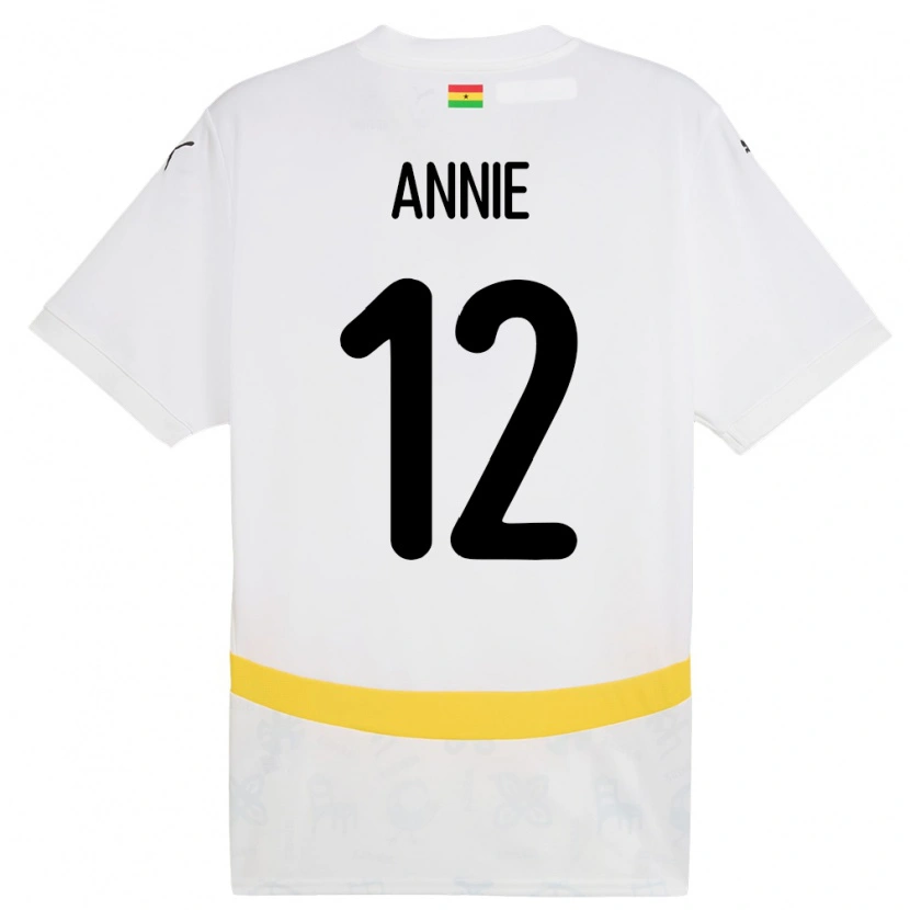 Danxen Bambino Maglia Ghana Henrietta Annie #12 Bianco Kit Gara Home 24-26 Maglietta