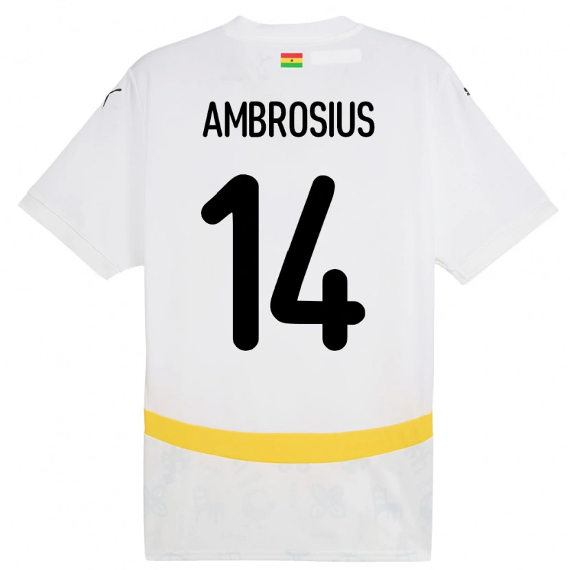 Danxen Bambino Maglia Ghana Stephan Ambrosius #14 Bianco Kit Gara Home 24-26 Maglietta