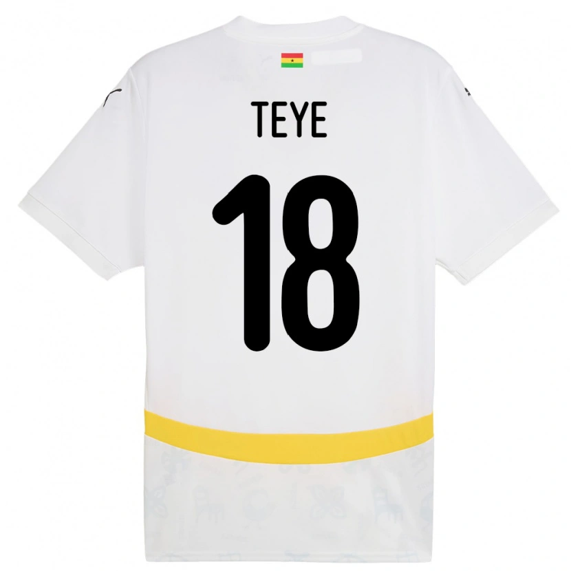Danxen Bambino Maglia Ghana Suzzy Teye #18 Bianco Kit Gara Home 24-26 Maglietta