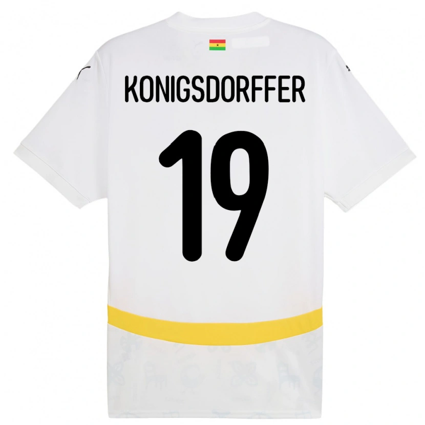 Danxen Bambino Maglia Ghana Ransford-Yeboah Konigsdorffer #19 Bianco Kit Gara Home 24-26 Maglietta