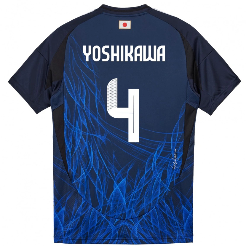 Danxen Bambino Maglia Giappone Haruto Yoshikawa #4 Blu Scuro Kit Gara Home 24-26 Maglietta