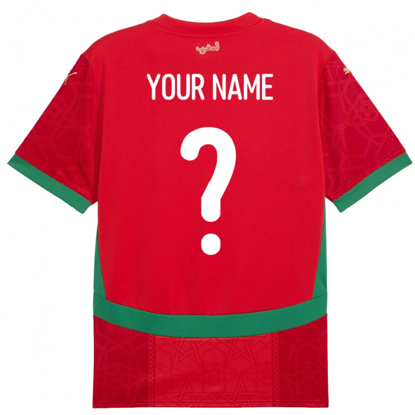 Danxen Bambino Maglia Marocco Il Tuo Nome #0 Rosso Kit Gara Home 24-26 Maglietta