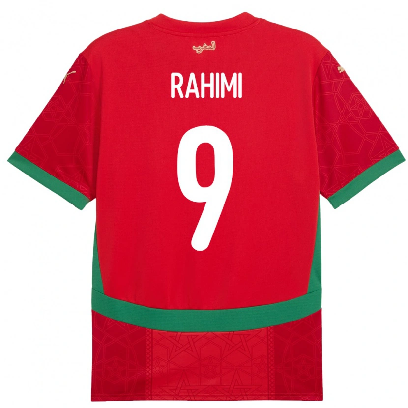 Danxen Bambino Maglia Marocco Soufiane Rahimi #9 Rosso Kit Gara Home 24-26 Maglietta