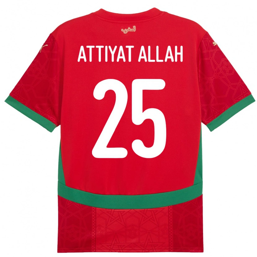 Danxen Bambino Maglia Marocco Yahia Attiyat Allah #25 Rosso Kit Gara Home 24-26 Maglietta