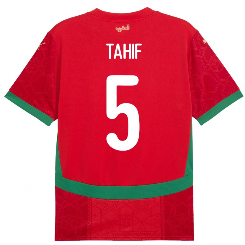 Danxen Bambino Maglia Marocco Adil Tahif #5 Rosso Kit Gara Home 24-26 Maglietta