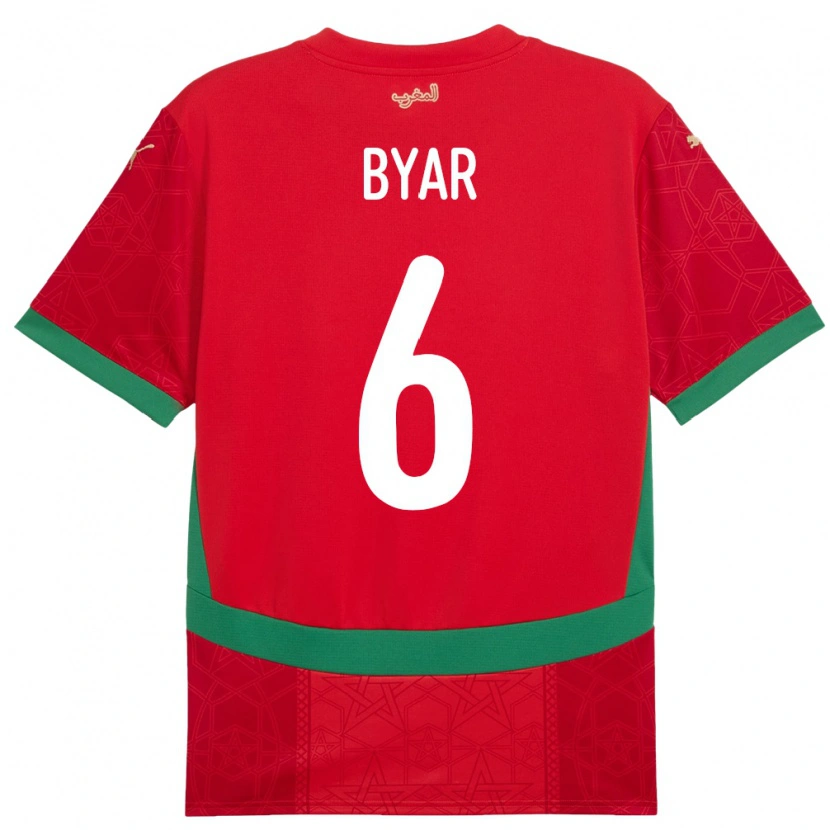 Danxen Bambino Maglia Marocco Naïm Byar #6 Rosso Kit Gara Home 24-26 Maglietta