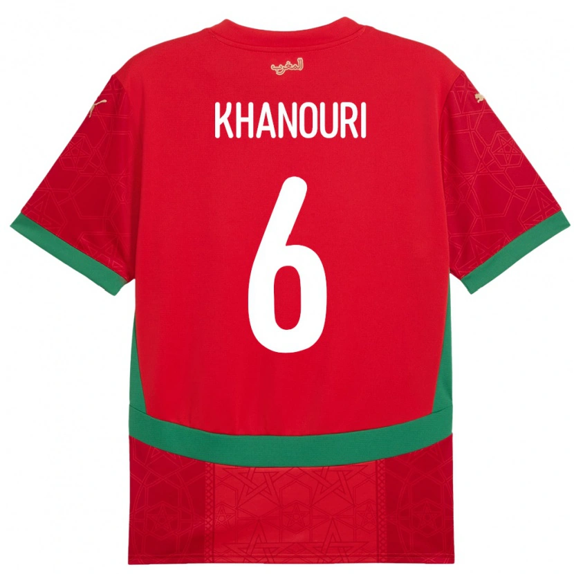 Danxen Bambino Maglia Marocco Adam Khanouri #6 Rosso Kit Gara Home 24-26 Maglietta