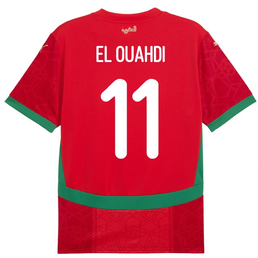 Danxen Bambino Maglia Marocco Zakaria El Ouahdi #11 Rosso Kit Gara Home 24-26 Maglietta