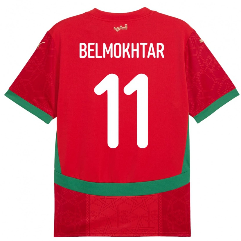 Danxen Bambino Maglia Marocco Ilies Belmokhtar #11 Rosso Kit Gara Home 24-26 Maglietta