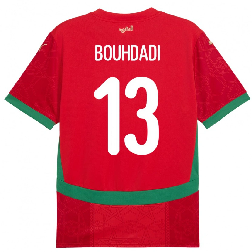 Danxen Bambino Maglia Marocco Adam Bouhdadi #13 Rosso Kit Gara Home 24-26 Maglietta