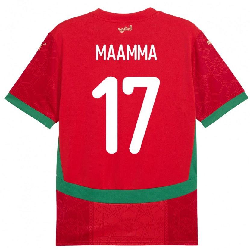 Danxen Bambino Maglia Marocco Othmane Maamma #17 Rosso Kit Gara Home 24-26 Maglietta