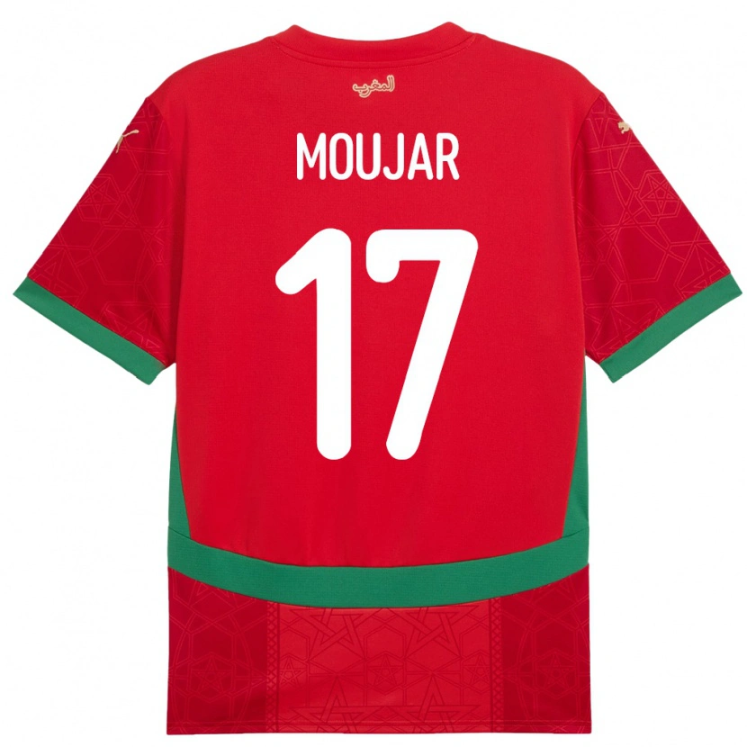 Danxen Bambino Maglia Marocco Salah Moujar #17 Rosso Kit Gara Home 24-26 Maglietta