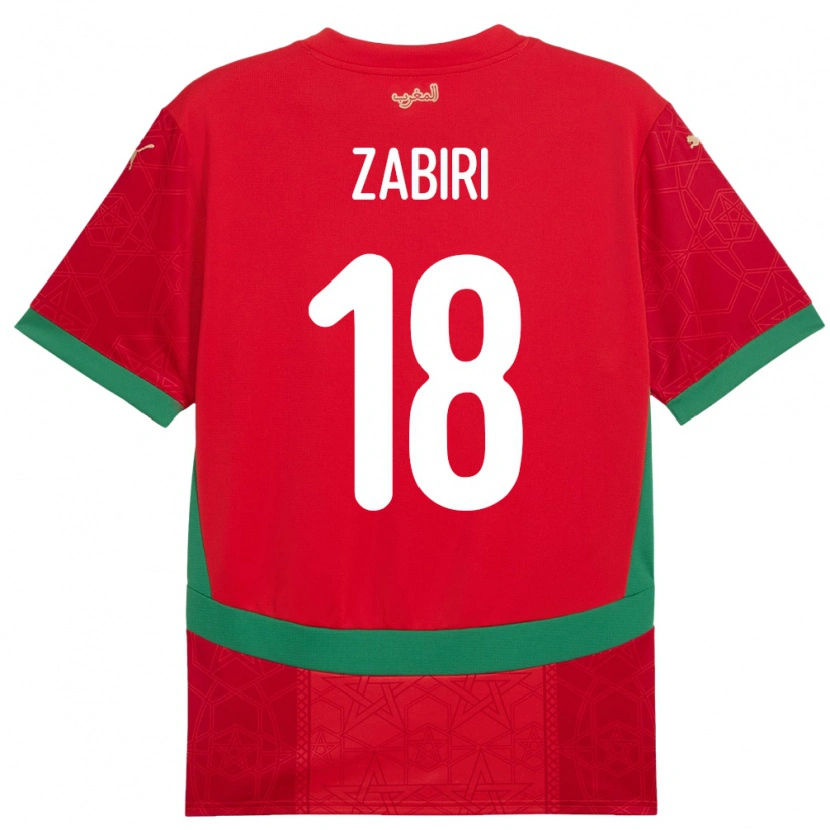Danxen Bambino Maglia Marocco Yassir Zabiri #18 Rosso Kit Gara Home 24-26 Maglietta