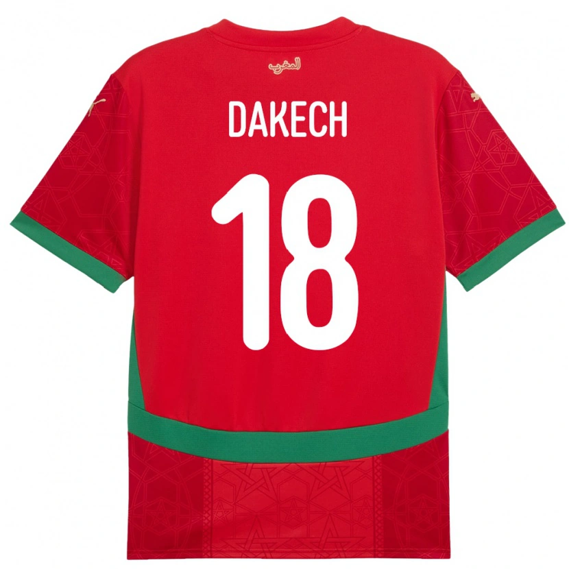 Danxen Bambino Maglia Marocco Imran Dakech #18 Rosso Kit Gara Home 24-26 Maglietta