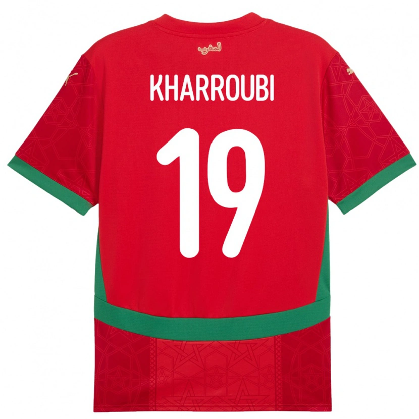 Danxen Bambino Maglia Marocco Amine Kharroubi #19 Rosso Kit Gara Home 24-26 Maglietta