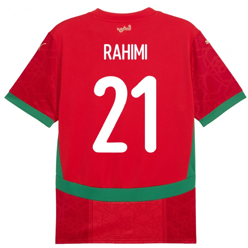 Danxen Bambino Maglia Marocco Houssine Rahimi #21 Rosso Kit Gara Home 24-26 Maglietta