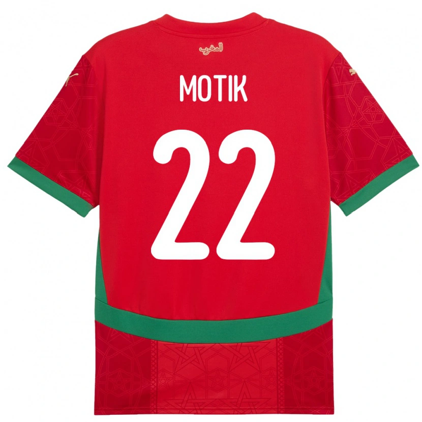Danxen Bambino Maglia Marocco Ilyass Motik #22 Rosso Kit Gara Home 24-26 Maglietta