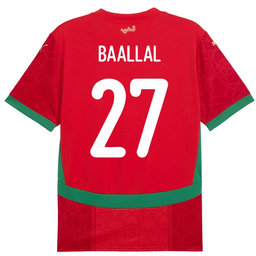 Danxen Bambino Maglia Marocco Adam Baallal #27 Rosso Kit Gara Home 24-26 Maglietta