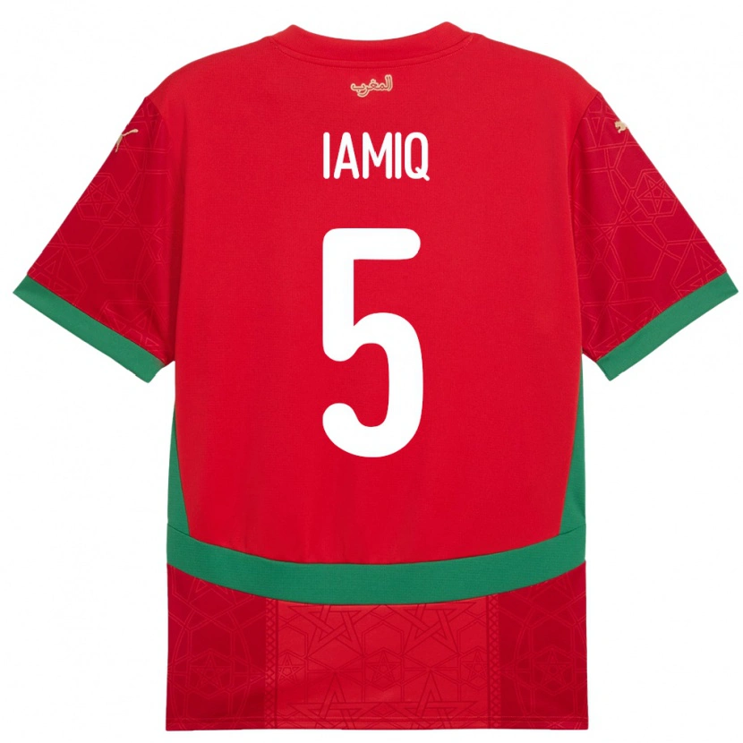 Danxen Bambino Maglia Marocco Jawad Iamiq #5 Rosso Kit Gara Home 24-26 Maglietta