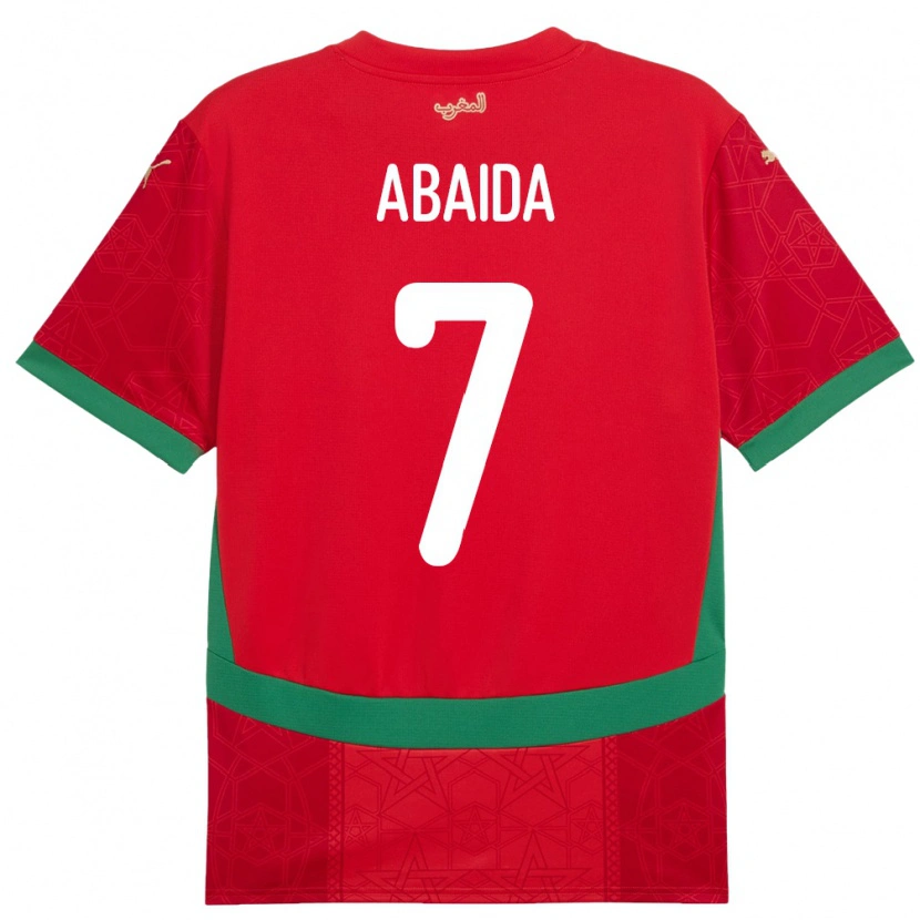 Danxen Bambino Maglia Marocco Haitam Abaida #7 Rosso Kit Gara Home 24-26 Maglietta