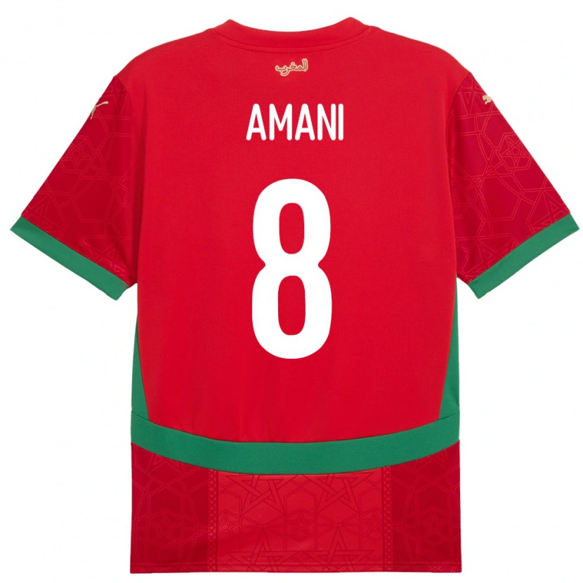 Danxen Bambino Maglia Marocco Salma Amani #8 Rosso Kit Gara Home 24-26 Maglietta