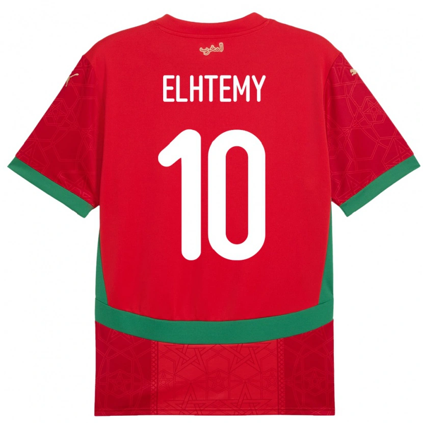 Danxen Bambino Maglia Marocco Mountassir Elhtemy #10 Rosso Kit Gara Home 24-26 Maglietta
