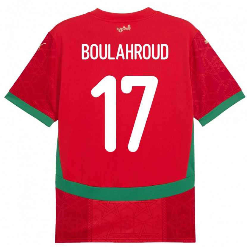 Danxen Bambino Maglia Marocco Charaf Eddine Boulahroud #17 Rosso Kit Gara Home 24-26 Maglietta