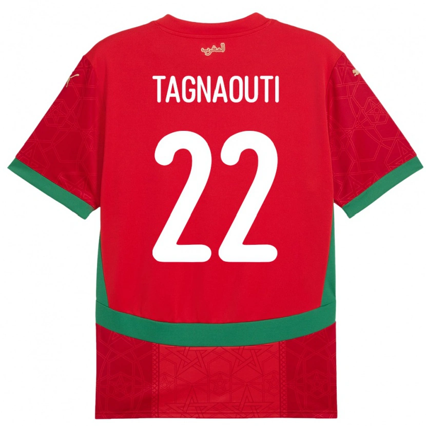 Danxen Bambino Maglia Marocco Ahmed Reda Tagnaouti #22 Rosso Kit Gara Home 24-26 Maglietta