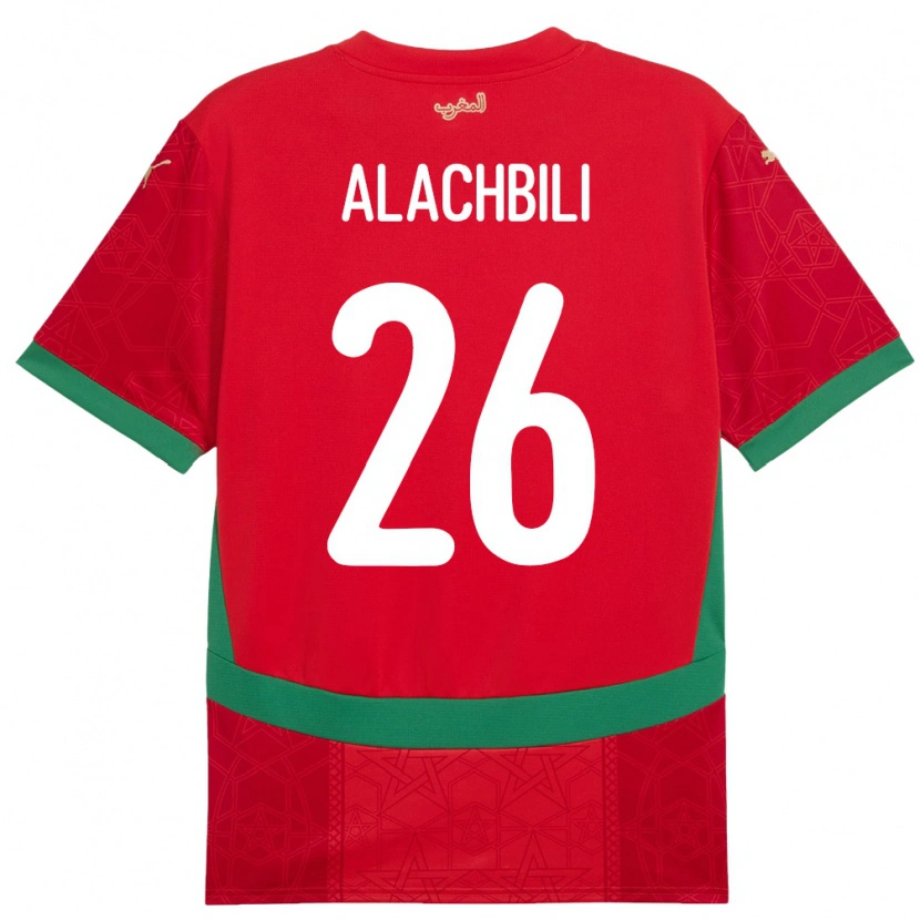 Danxen Bambino Maglia Marocco Taha Alachbili #26 Rosso Kit Gara Home 24-26 Maglietta
