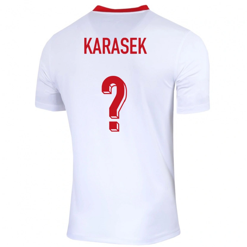 Danxen Bambino Maglia Polonia Kacper Karasek #0 Bianco Kit Gara Home 24-26 Maglietta