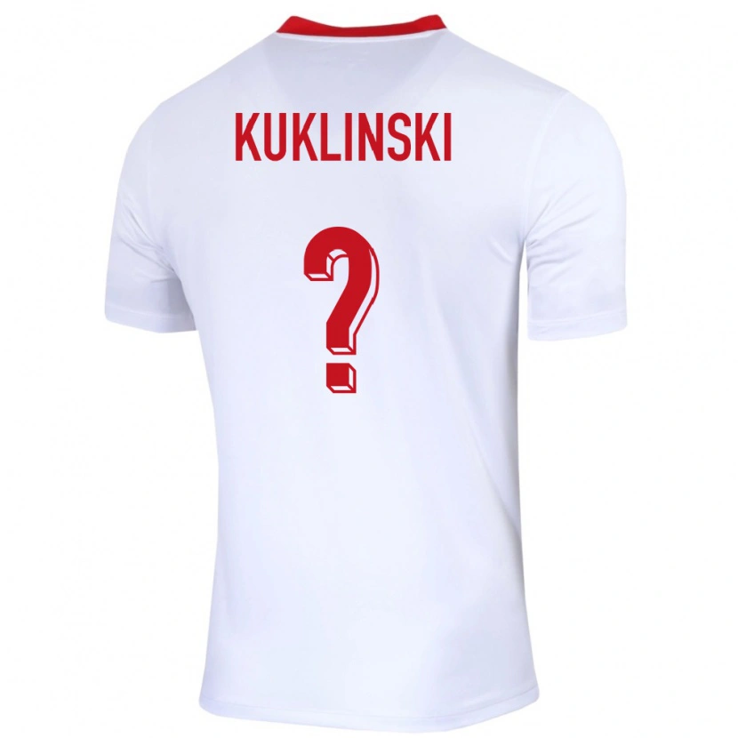 Danxen Bambino Maglia Polonia Oliwier Kuklinski #0 Bianco Kit Gara Home 24-26 Maglietta