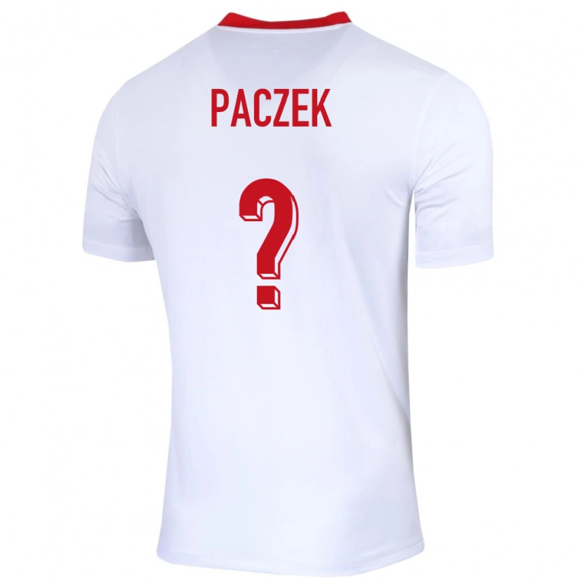 Danxen Bambino Maglia Polonia Szymon Paczek #0 Bianco Kit Gara Home 24-26 Maglietta